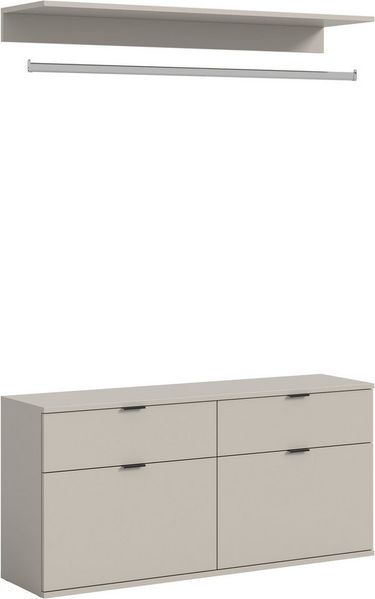 Home affaire Garderoben-Set TRONDHEIM, 3-teilig, Breite 121 cm, Zwischenbauelement, (3-St, nicht einzeln nutzbar, nur in Kombination mit Schränken der Serie), Kommode, Kleiderstange, Ablageboden