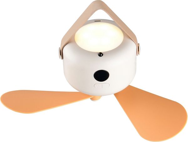Reality Leuchten LED Deckenleuchte RENA mit Ventilator, Akku-Hängeventilator mit Licht Ø 27cm Höhe 9cm, Dimmfunktion, USB-Ladefunktion, Ventilatorfunktion, getrennt schaltbar, mehrere Helligkeitsstufen, LED fest integriert, Kaltweiß, LED dimmbar, USB-L...