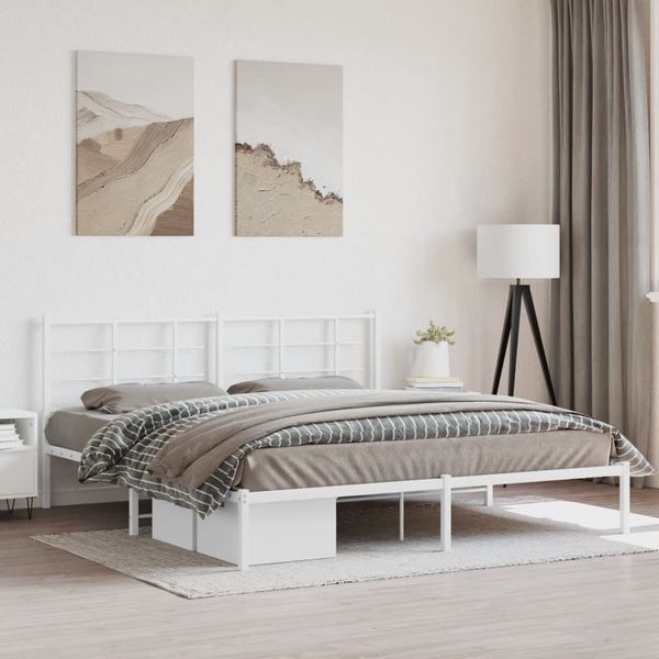 vidaXL Bettgestell mit Kopfteil Metall Weiß 180x200 cm 355614