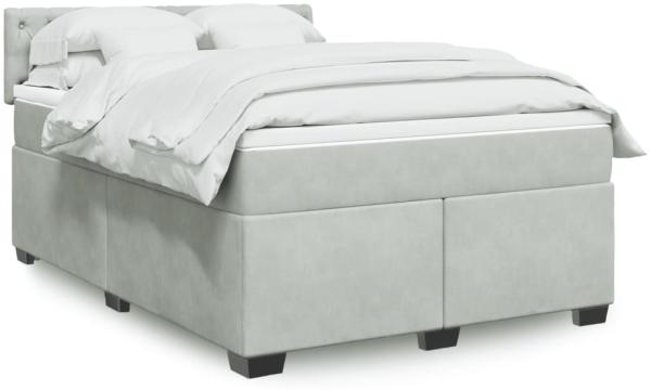 vidaXL Boxspringbett mit Matratze Hellgrau 140x190 cm Samt 3288612