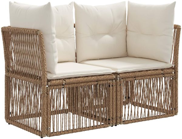 vidaXL Garten-Sofa 2-Sitzanzahl Beige Poly-Rattan 42026697