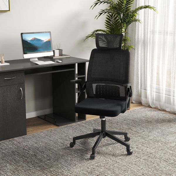 Bürostuhl 61 x 58 x 102-119 cm aus Mesh, höhenverstellbar mit Kopfstütze, 1 Stück