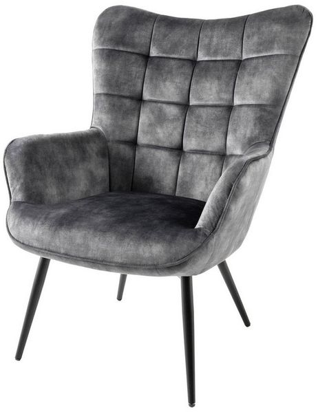 riess-ambiente Sessel SCANDINAVIA grau / schwarz (Einzelartikel, 1-St), Wohnzimmer · Samt · Metall · mit Armlehnen · Scandinavian Design