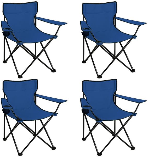 Coemo 4er Set faltbarer Campingstuhl Faltstuhl mit Tragetasche in Blau