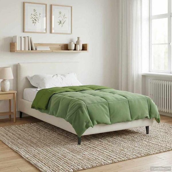 vidaXL Ganzjahresbettdecke Gepolstert Grün 140 x 220 cm Mikrofaser 42026043