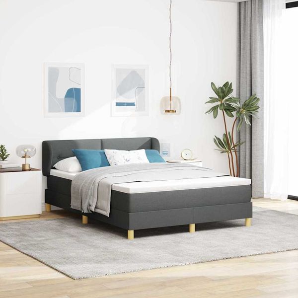vidaXL Boxspringbett mit Kopfteil Dunkelgrau 140 x 200 cm Stoff 3340214