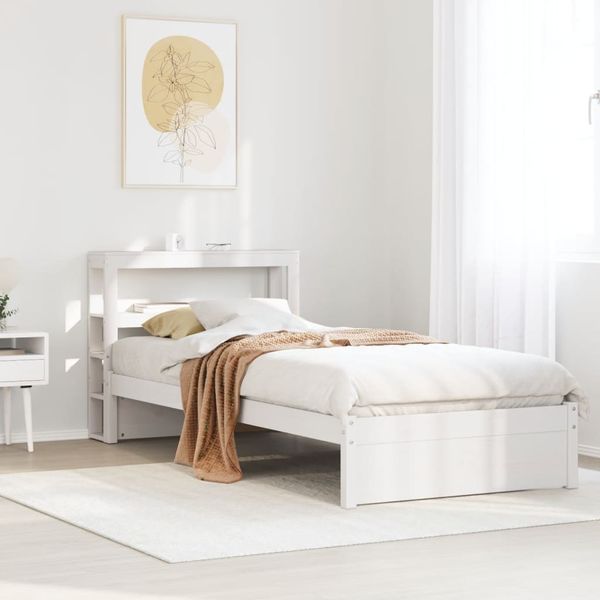 vidaXL Bettgestell mit Kopfteil ohne Matratze Weiß 75x190 cm 3305980