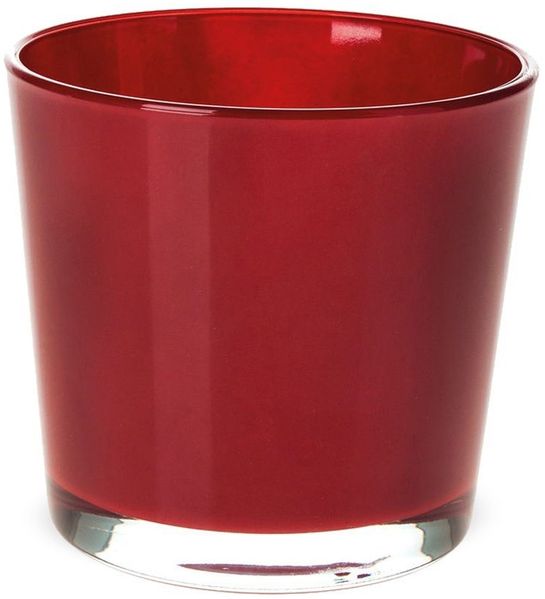 matches21 HOME & HOBBY Blumentopf Glastopf Teelichtglas rund Pflanzgefäß Übertopf rot 11,5 cm (1 St)