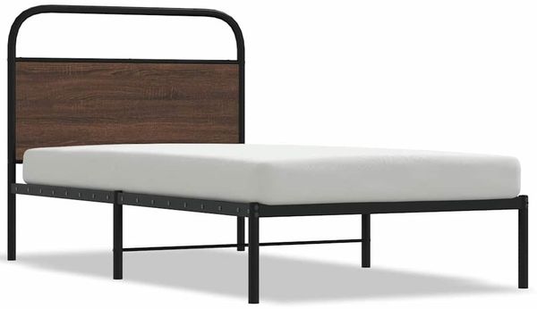 Einzelbettgestell Design für Erwachsene ohne Matratze 90x190 cm Braun Eichen-Optik d3907e