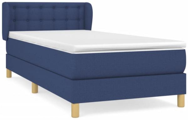 Einzelbett, Polsterbett mit Matratze Stoff Blau 100 x 200 cm