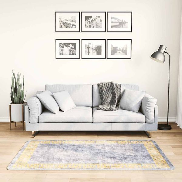 vidaXL Teppich Waschbar 80x150 cm Grau 337934