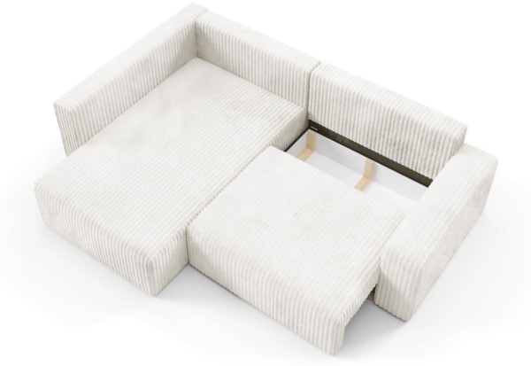 Ecksofa mit Schlaffunktion NATALIA XL in Stoff Tilia Creme Ottomane Links Bild 4