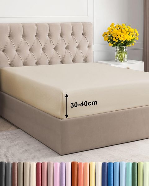 Spannbettlaken 120x190 cm Cremeweiß - 40cm (16") Tiefe Tasche - Premium Mikrofaser Spannbetttuch - Weich, Knitter- und Bügelfrei - Atmungsaktiv, Hypoallergen und Oeko-TEX Standard 100 Zertifiziert