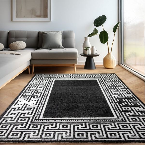 Carpettex Designteppich Mäander-Design, Rechteckig, Höhe: 12 mm, Modern Kurzflor Teppich Wohnzimmer Mäander Design verschidene größen