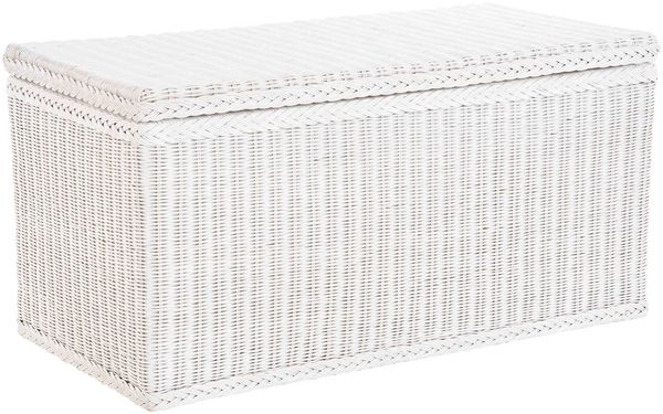 Krines Home Wäschetruhe Rattantruhe Groß Deckel Natur Rattan Truhe Aufbewahrung XL 100x50x50, Große Truhe mit viel Stauraum