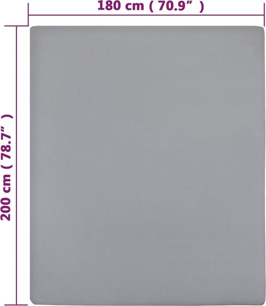 vidaXL Spannbettlaken Jersey Grau 180x200 cm Baumwolle 136208 Bild 5