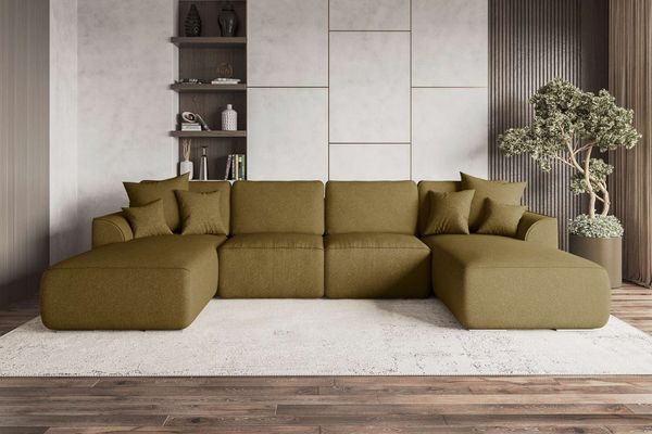 99rooms Wohnlandschaft Gusto, Sofa, U-Form, mit Schlaffunktion, mit abnehmbaren Kissen, Bezug - Strukturstoff NEVE