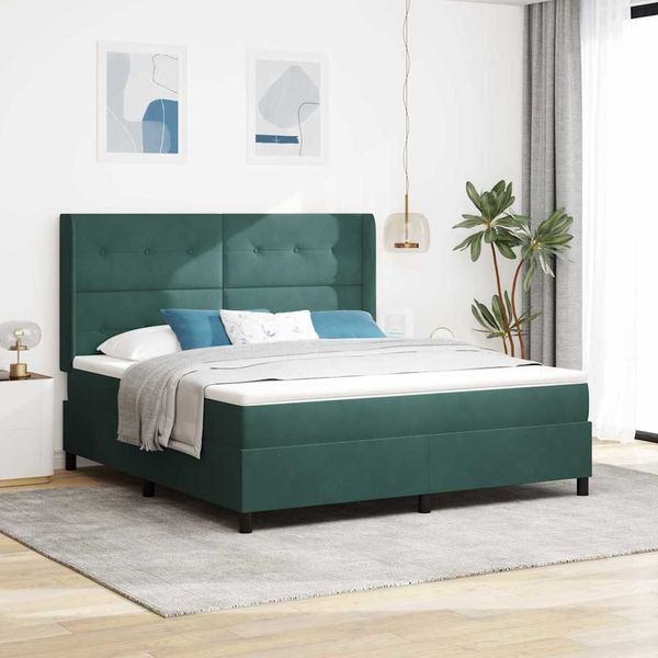 vidaXL Boxspringbett mit Kopfteil Dunkelgrün 180 x 200 cm Samt 3342023