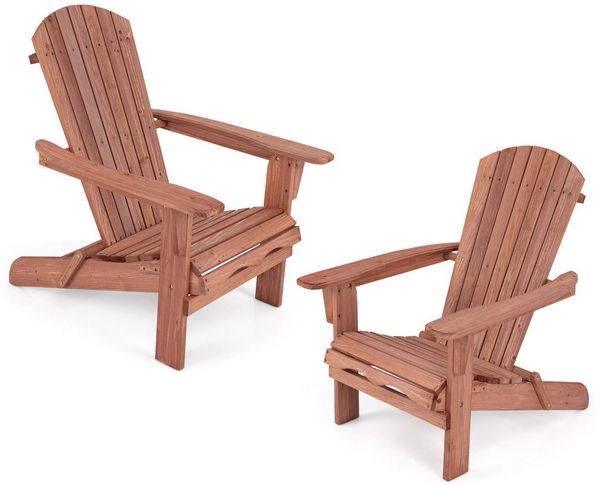 COSTWAY Gartenstuhl (2 St), Adirondack Stuhl klappbar, aus Holz