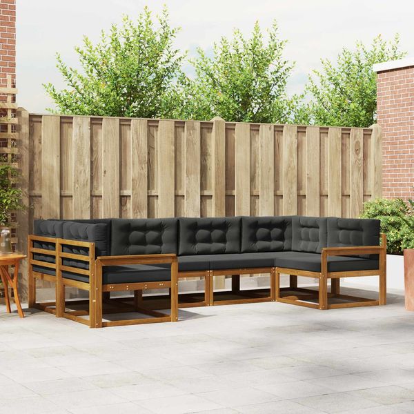 vidaXL Outdoor-Sofagarnitur mit Kissen 6 pcs Natur und Anthrazit 3368060