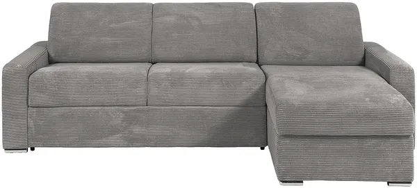 Vente-unique - CALITO Sofa SamtStoff Grau - B 223 cm152 cm x H 90 cm x L 298 cm