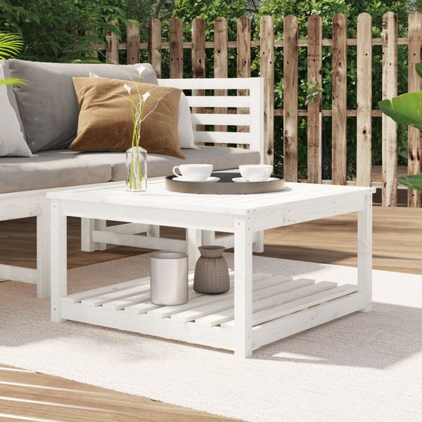 vidaXL Gartentisch Weiß 82,5x82,5x45 cm Massivholz Kiefer 824142