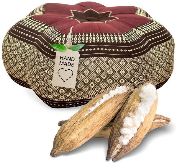 livasia Meditationskissen Zafukissen Stern groß, vegan und handgefertigt, Ø 40x20cm, Kapok