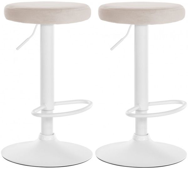 2er Set Barhocker Ponte Samt weiß creme