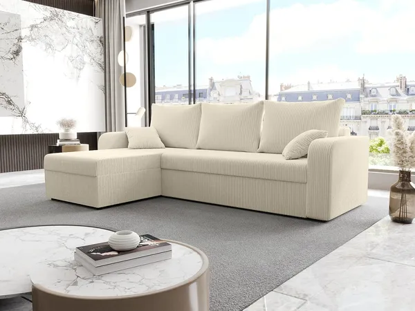 Vente-unique - ONABIA Sofa StoffSamt Beige - B 139 cm x H 80 cm x L 240 cm