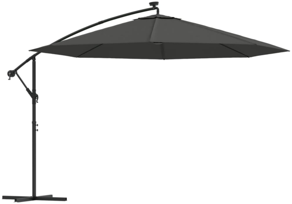 vidaXL Ampelschirm mit LED-Beleuchtung und Metall-Mast 350cm Anthrazit 44525