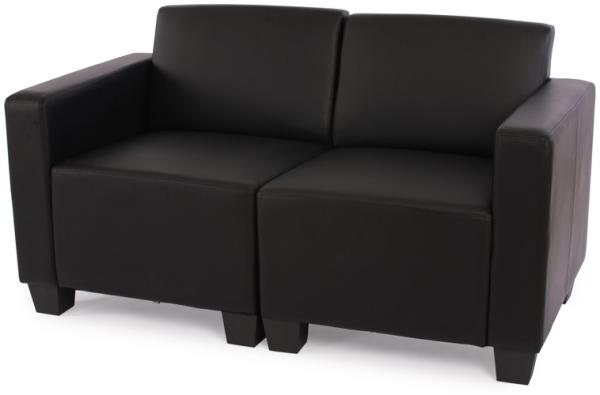 Modular 2-Sitzer Sofa Couch Lyon, Kunstleder ~ schwarz