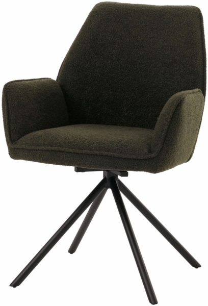 Mendler 'HWC-G67' Esszimmerstuhl mit Armlehne, drehbar mit Auto-Position, Olivgrün, Schwarz