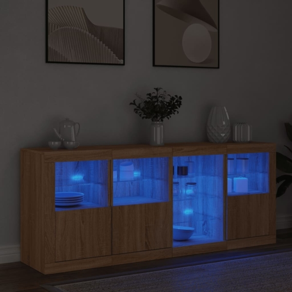 vidaXL Sideboard mit LED-Leuchten Sonoma-Eiche 164x37x67 cm 3209053 Bild 3