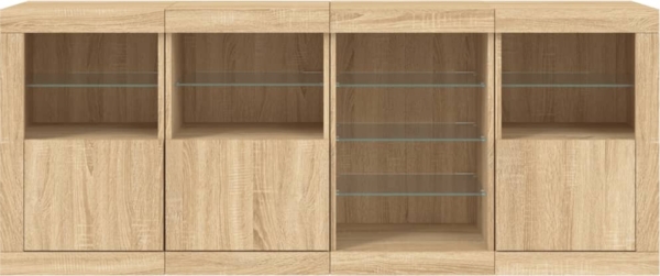 vidaXL Sideboard mit LED-Leuchten Sonoma-Eiche 164x37x67 cm 3209053 Bild 6