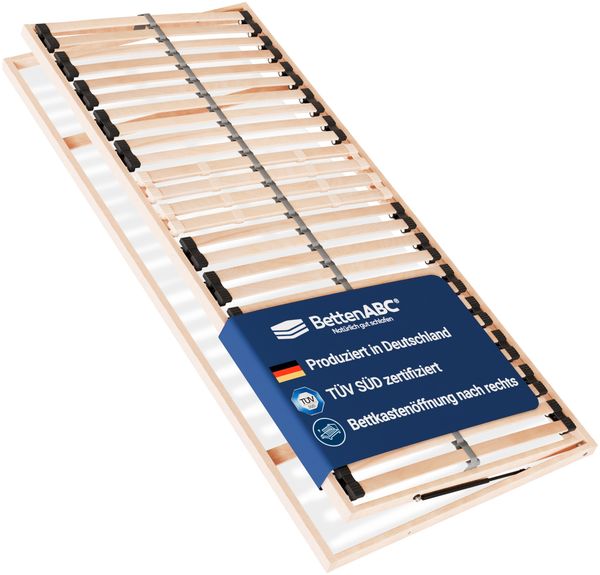 Madera Lattenrost für Bettkastenfunktion – 7-Zonen, 28 Federleisten, Birkenschichtholz, Größe: 120 x 220 cm, Seite der Öffnung: Öffnung nach Rechts