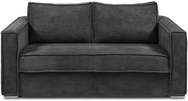 Vente-unique - LORETO Sofa SamtStoff Grau - B 95 cm x H 90 cm x L 195 cm