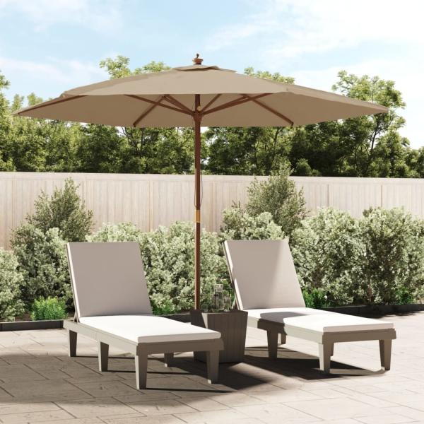 vidaXL Sonnenschirm mit Holzmast Taupe 299x240 cm 363170