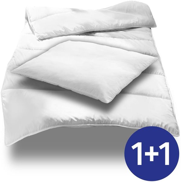 155 x 220 cm + 80 x 80 cm Mikrofaser Ganzjahres Bett-Set, extra leicht