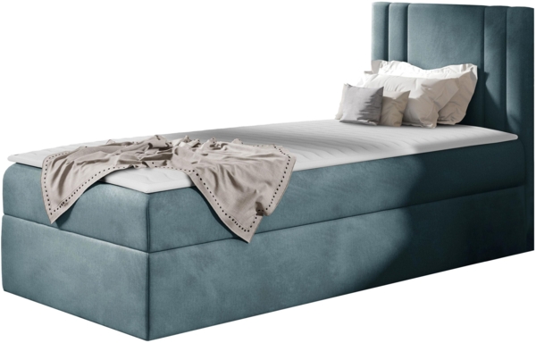 Boxspringbett 'Harlon Mini' rechts, blau 80x200 cm