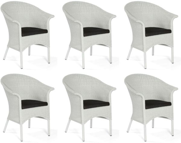 Sonnenpartner 6er-Set Garten-Sessel Cayman Aluminium mit Polyrattan white-washed Loom-Optik Gartenst