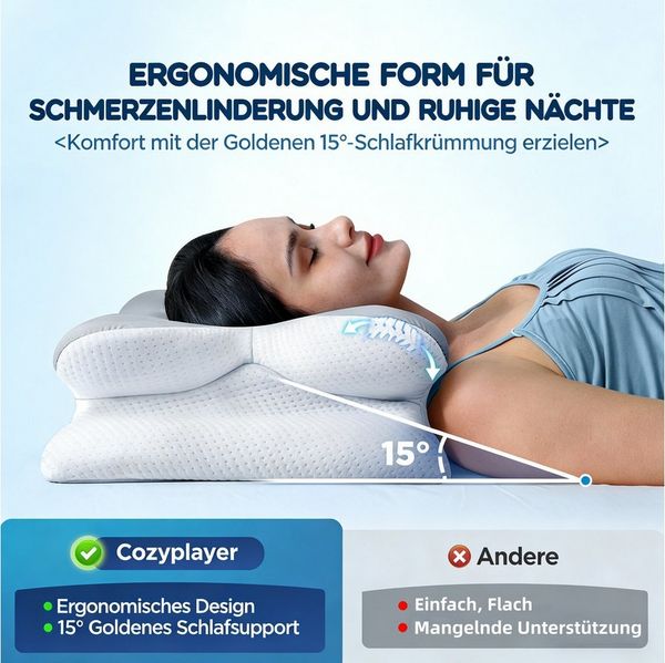 Kityhome Kopfkissen Nackenstützkissen,Schlafkissen,Nackenkissen,Seitenschläferkissen, Füllung: Memory Foam, Seitenschläfer, Ruckenschläfer, Bauchschläfer, Set, Nackenstützkissen,atmungsaktiv und weich,Schlafkissen
