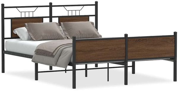 Doppelbett, Bettgestell Modernen ohne Matratze Braun Eiche 140x200 cm Holzwerkstoff d1904e