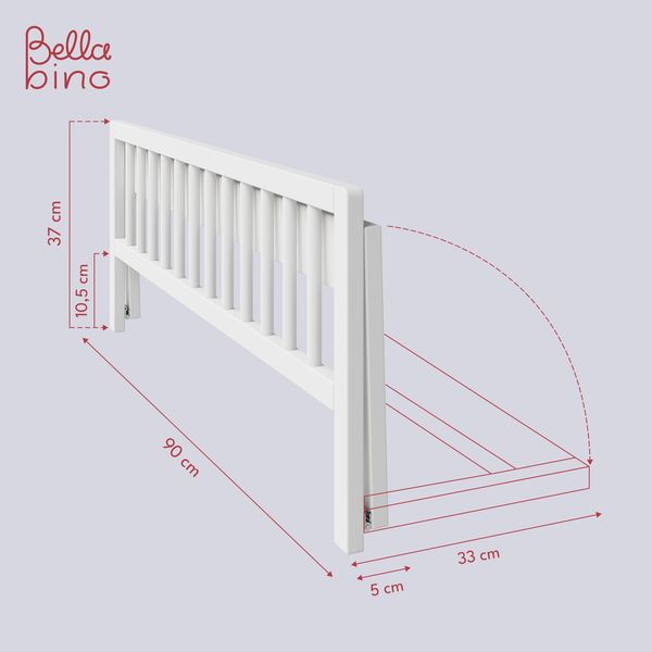 Bellabino 'Yuna' Bettschutzgitter, 37x90x33 cm, weiß lackiert, Kiefer Massivholz, Bettgitter für Kinderbetten Bild 5