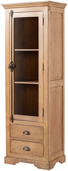 Vitrine Mango 65x45x190 beige geölt TOULOUSE #02