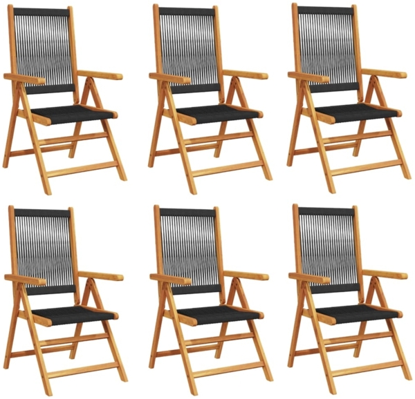 vidaXL Gartenstuhl Verstellbar 6 Stk. Schwarz Massivholz Akazie 3214530