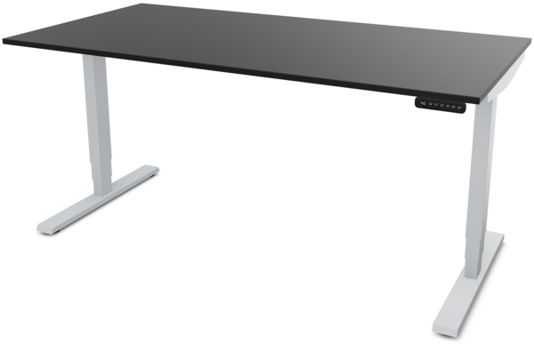 ASSMANN Elektrisch höhenverstellbarer Schreibtisch Y-Line 160x80cm Schwarz Weißaluminium Metall Holz Melaminoberfläche