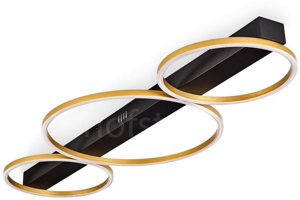 hofstein Deckenleuchte Deckenlampe aus Metall/Kunststoff in Schwarz/Goldfarben/Weiß, LED fest integriert, 3000 Kelvin, Leuchte, dimmbar über herkömmlichen Lichtschalter, 40 Watt, 1670 Lumen
