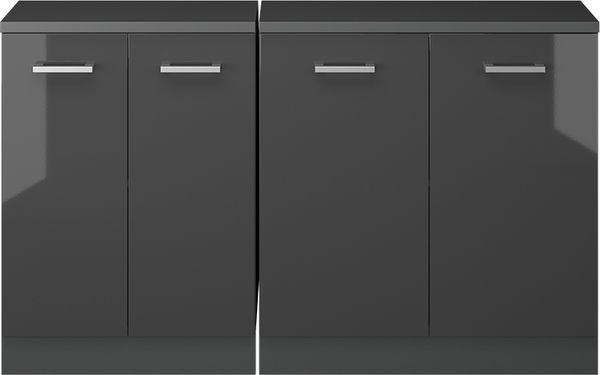 Dachschrägenschrank-Set Rion Anthrazit Hochglanz 140 cm 2er Set Schrankkorpuss 60 cm Tiefe Vicco Bild 4