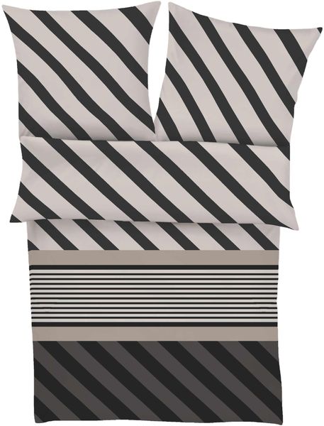 IBENA Bettwäsche BUGATTI Flanell BL 155x220 cm grau Bettbezug Bettzeug