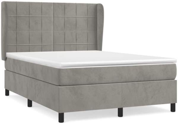 vidaXL Boxspringbett mit Matratze Hellgrau 140x200 cm Samt 3129213